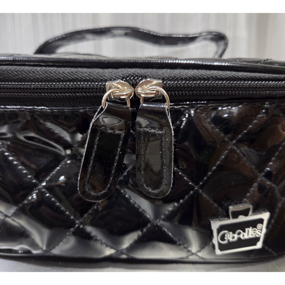 Caboodles Faux Black‎ Patent Leather Quilted Zip Makeup Case Insert/Brush Slots - Picture 3 of 8
